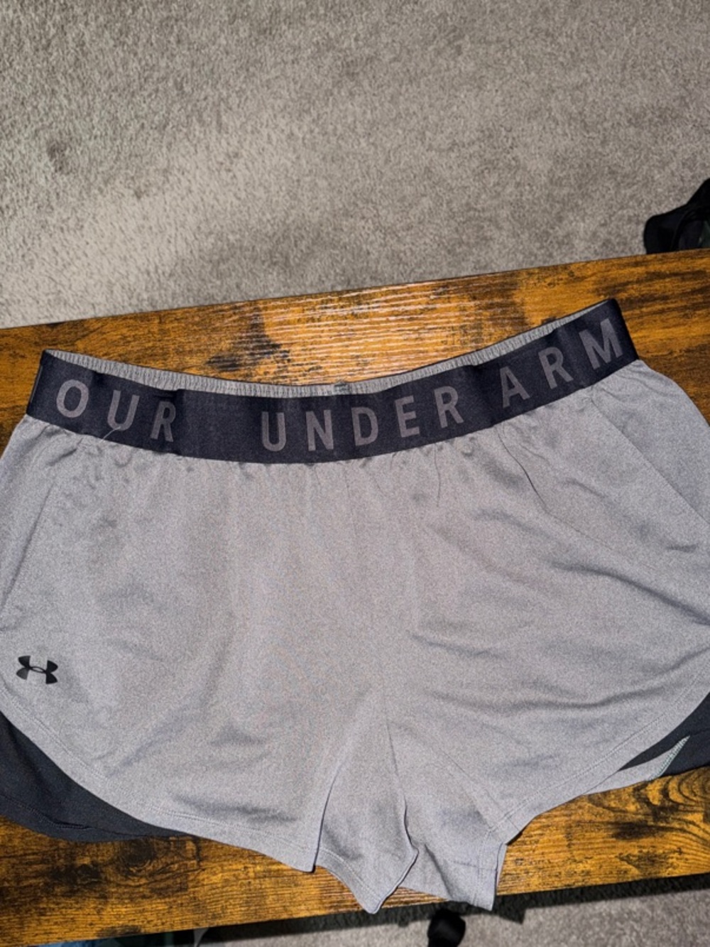 Under Armour Light Gray and Black Women's Running Shorts